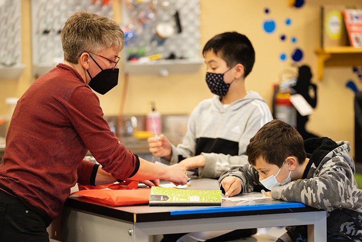 Middle school students visit the Center for Excellence in STEM Education where they tested the PH levels of different liquids including some stinky cabbage juice.