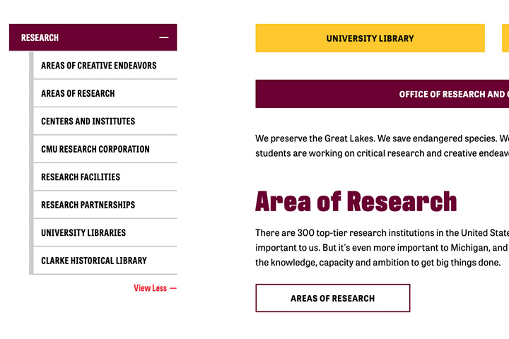 A screen capture of the Office of Research and Graduate Studies web page.