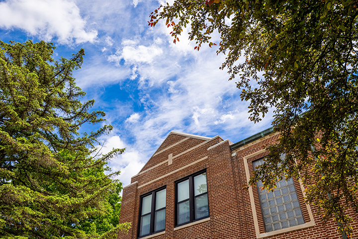 An array of clouds photographed above Wightman Hall.