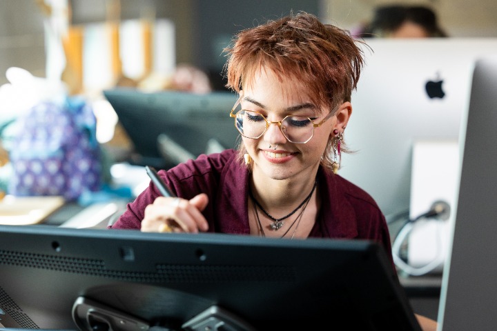 Animation major Stephanie Shaw works in the computer animation space.