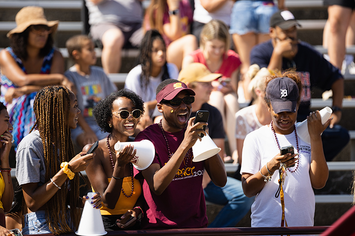 Fans cheer on the CMU football team during its season opener against South Alabama.