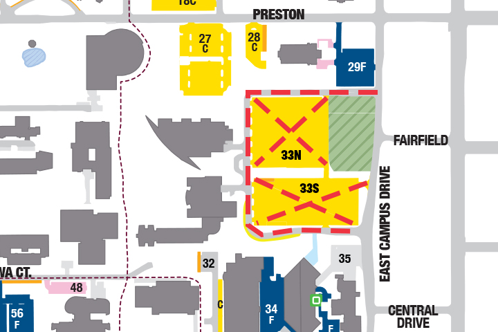 Map of parking lot closure