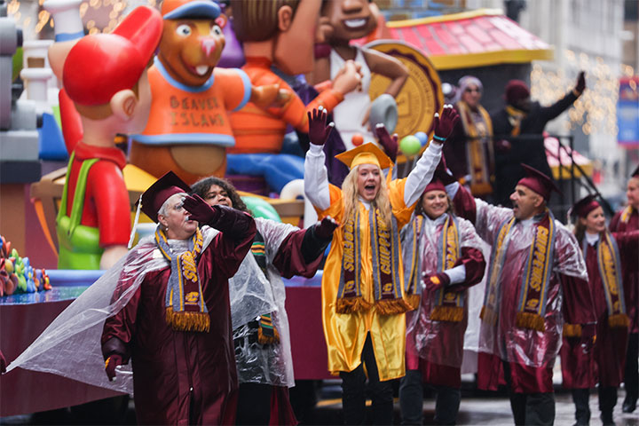 CMU community members march in the Thanksgiving parade