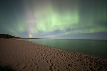 The Northern Lights seen over Lake Superior in Michigan's Upper Peninsula.