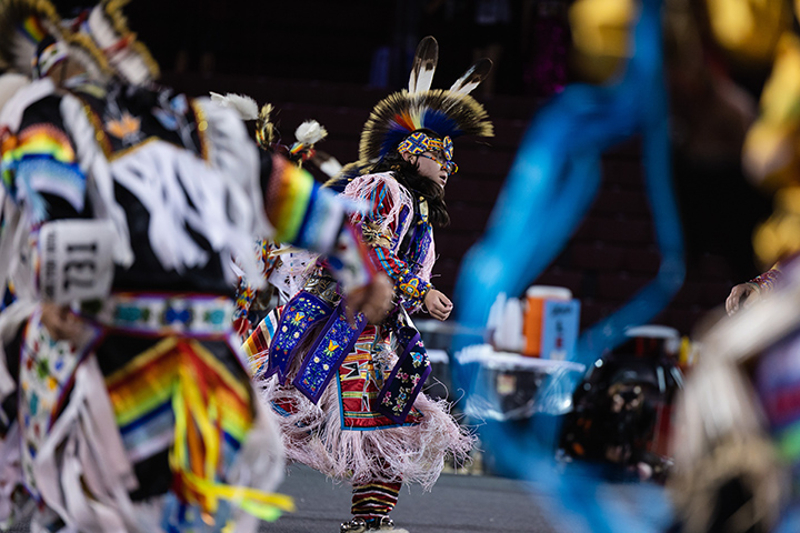 Performers dance at the 2023 Celebrating Life Pow wow.