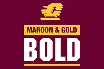 On a maroon background, the CMU Action C and words Maroon and Gold Bold.