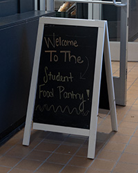 A sandwichboard with 