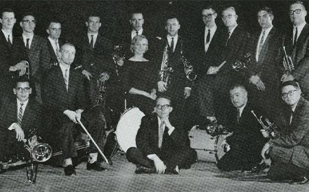 1960 Swinging Chips bdy A group of musicians posing for a photo.