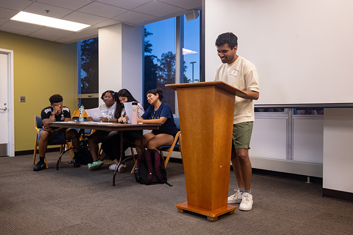 A man standing at a podium