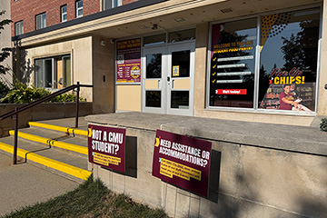 Exterior of the CMU Student Food Pantry building.