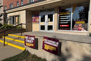Exterior of the CMU Student Food Pantry building.
