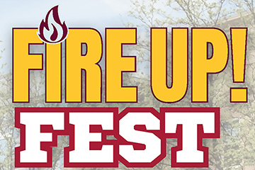 Yellow and white text of the words Fire Up Fest