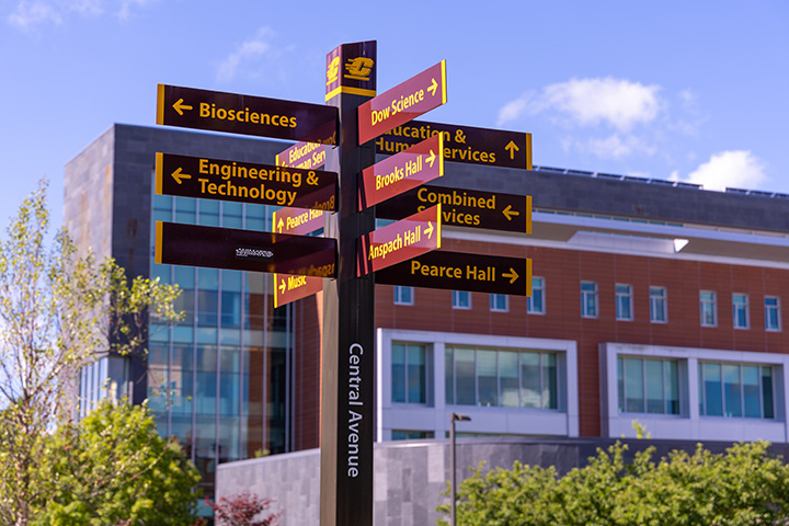 A sign post with many signs