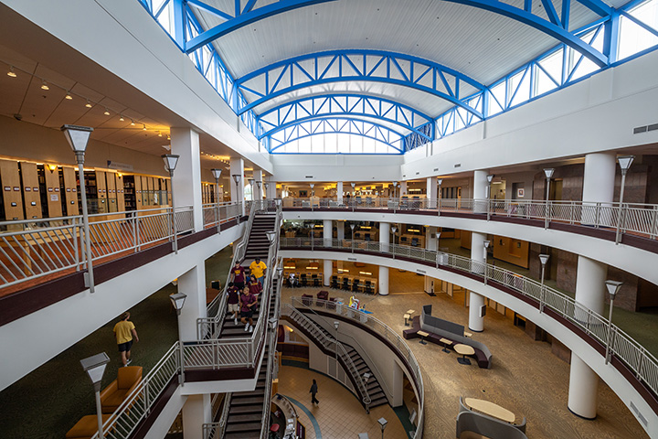 A wide angle view of the inside of Park Library