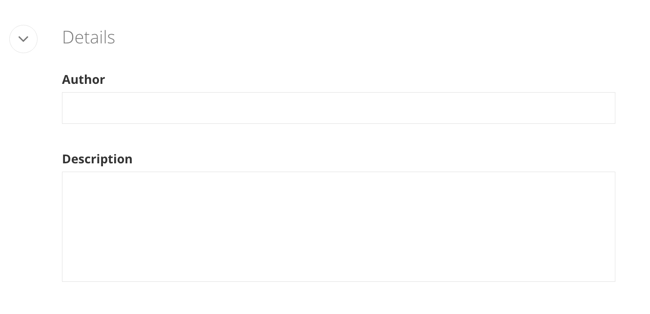 Screenshot of the author and description fields on an image in Sitefinity.