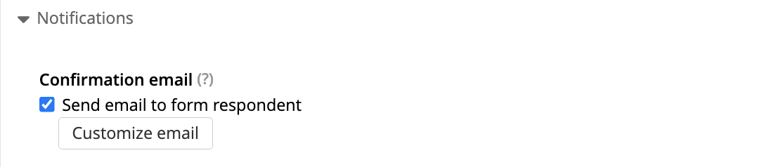 Screenshot showing the new confirmation email window for Sitefinity forms.