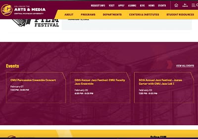 A screenshot of a webpage in Sitefinity showing the events widget.