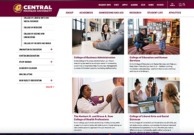 A screenshot of a webpage in Sitefinity showing the interior navigation cards widget.