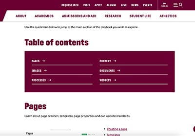 A screenshot of a webpage in Sitefinity showing the quicklinks callout widget.