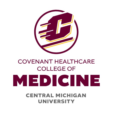 Logo that reads Covenant Healthcare College of Medicine Central Michigan University with an Action C