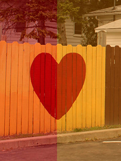 Heart painted on fence