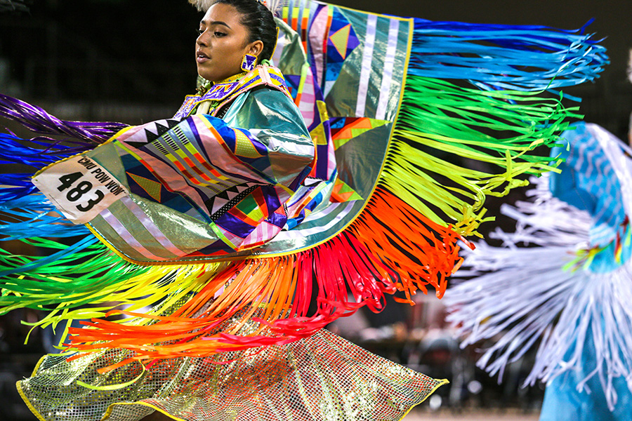 A dance competition participant at CMU's annual Pow wow
