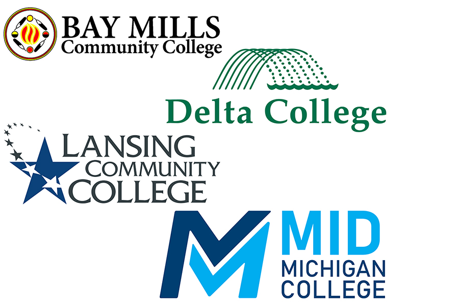 Partner colleges: Bay Mills Community College, Delta College, Lansing Community College, and Mid Michigan College