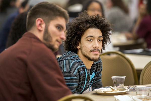 Students at a dinner event