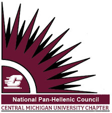 Maroon and black logo with the words National Pan-Hellenic Council, Central Michigan University Chapter