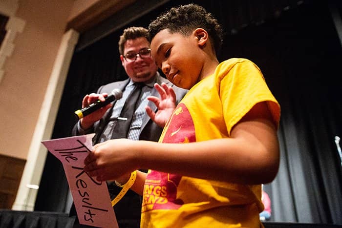 Young boy participates in entertainment show