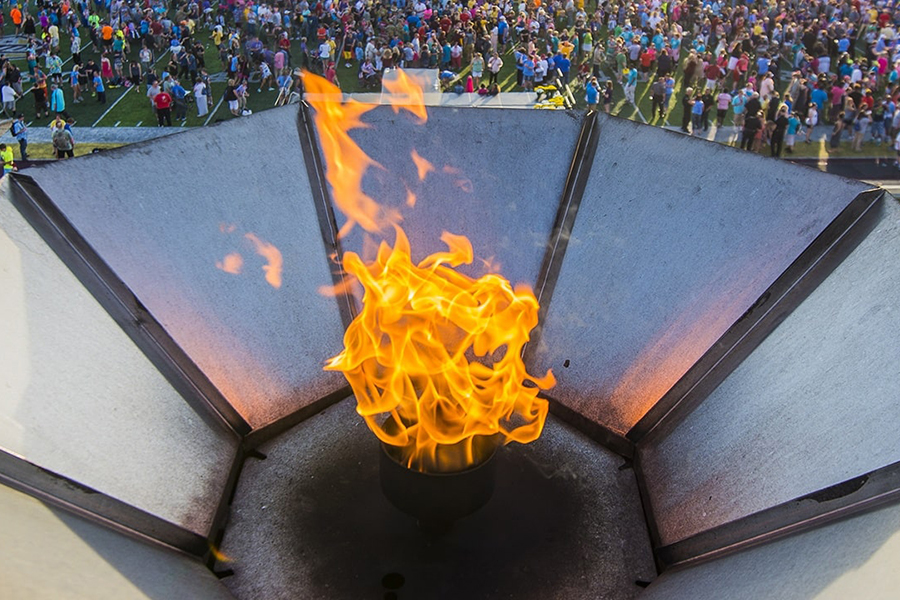 Close up of Special Olympics flame
