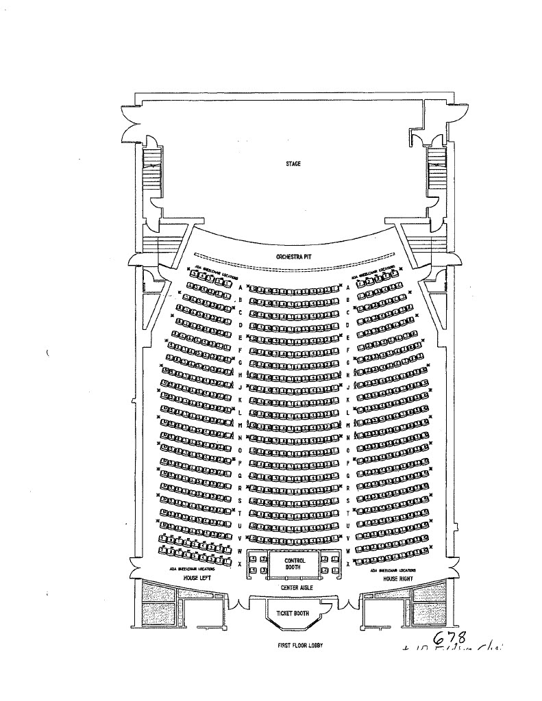 Plachta Auditorium first floor seating map.