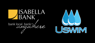 Isabella Bank Logo with tagline: bank local. bank anywhere. To the right is the USwim logo.