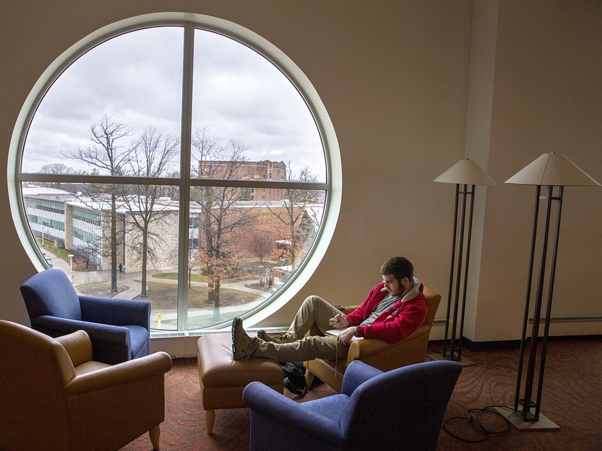 Student studying in Park Library