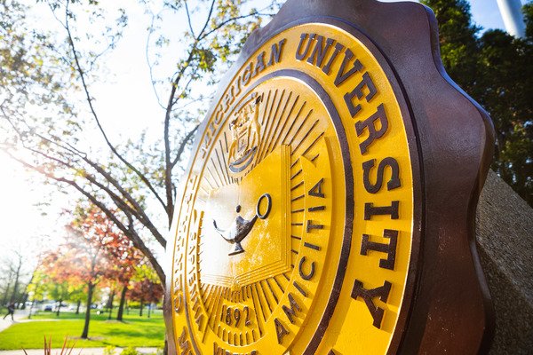 Central Michigan University seal on campus