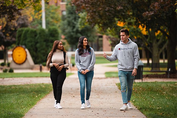 Students walking on campus