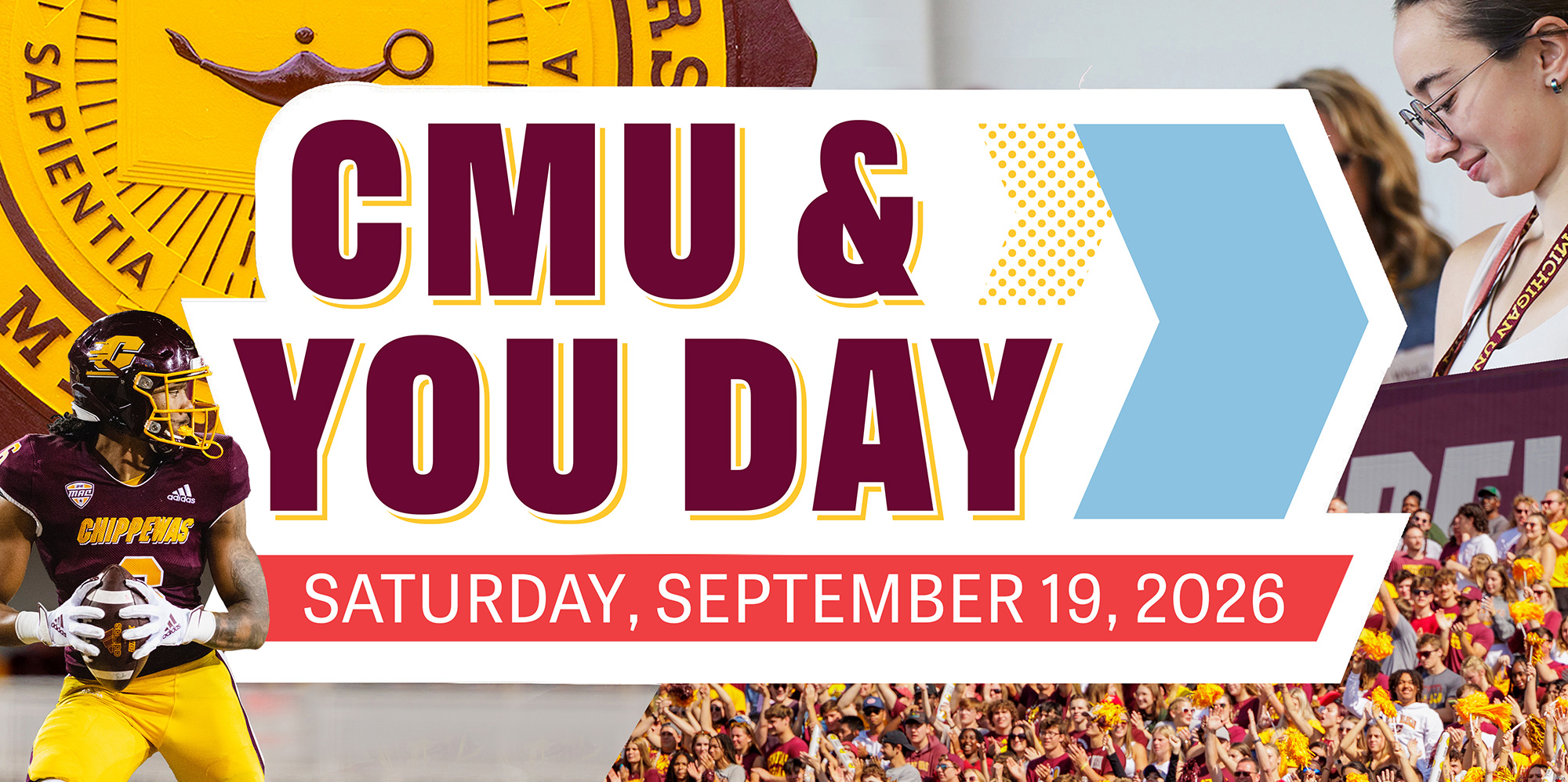 CMU & You Day Activities are featured, including a football game image. 