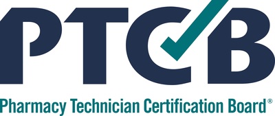 pharmacy-tech-cert-board The letters PTCB in dark blue with a checkmark between the C and B. They are above the words Pharmacy Technician Certification Board.