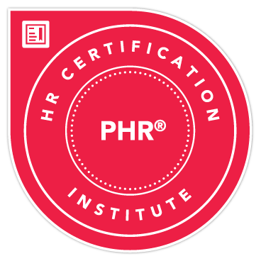 A red circle with the letters PHR in the center and the text HR Certification Institute around them.