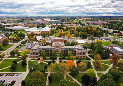 Central Michigan University aerial campus view