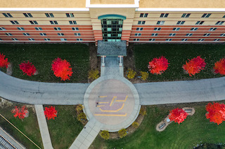 aerial view of a Towers residence hall