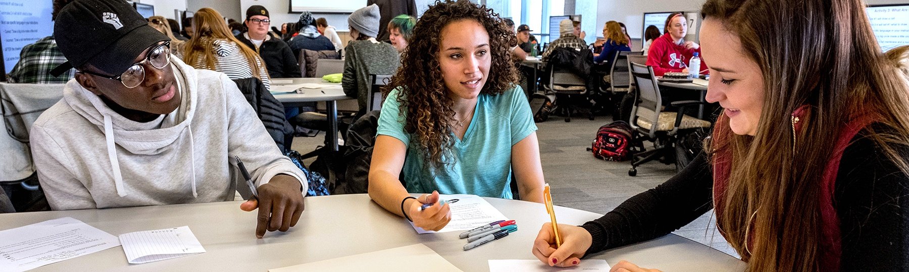Students in active learning lab