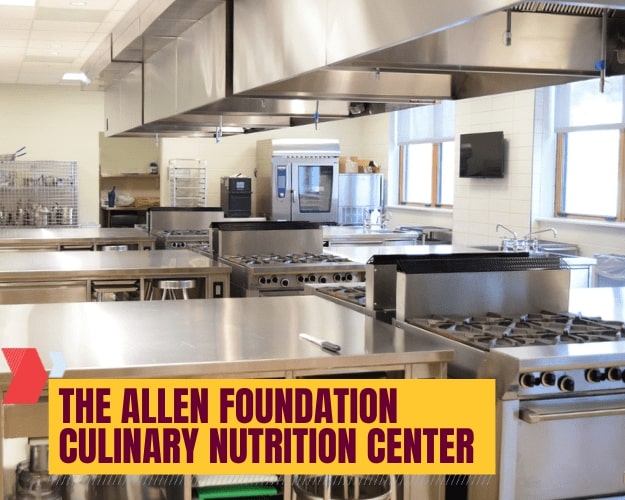 the allen foundation culinary nutrition center View of the kitchen area of the Allen Foundation culinary nutrition center