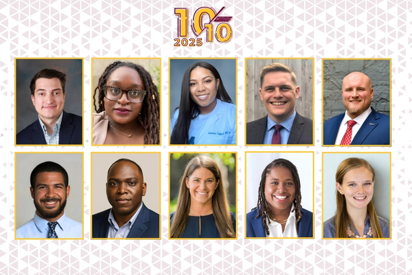 10 headshots in 2 rows of five showing individuals for the 10 within 10 program with text 10 Within 10 2025