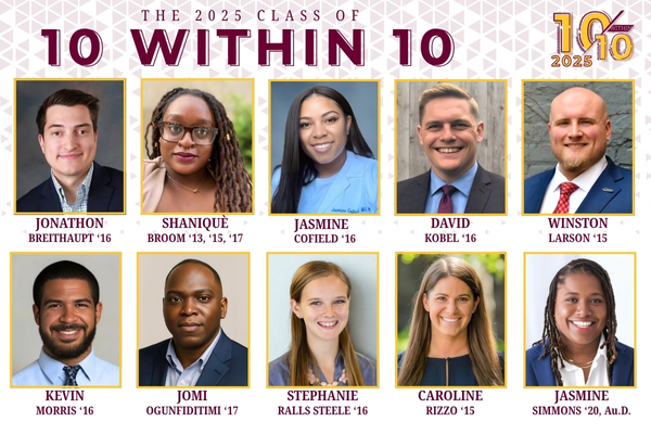 10 headshots in 2 rows of five showing individuals for the 10 within 10 program with text 10 Within 10 2025