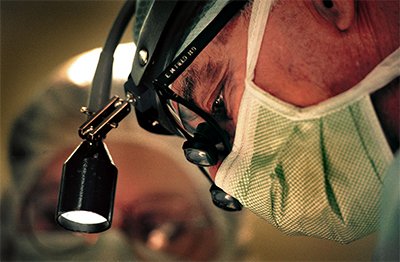 Field a close-up of a doctor wearing a mask