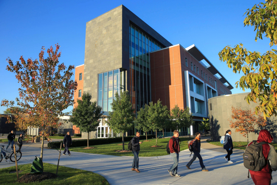 2016-567-06 EHS building scenics sj (1) CMU Campus with students in front of the EHS building
