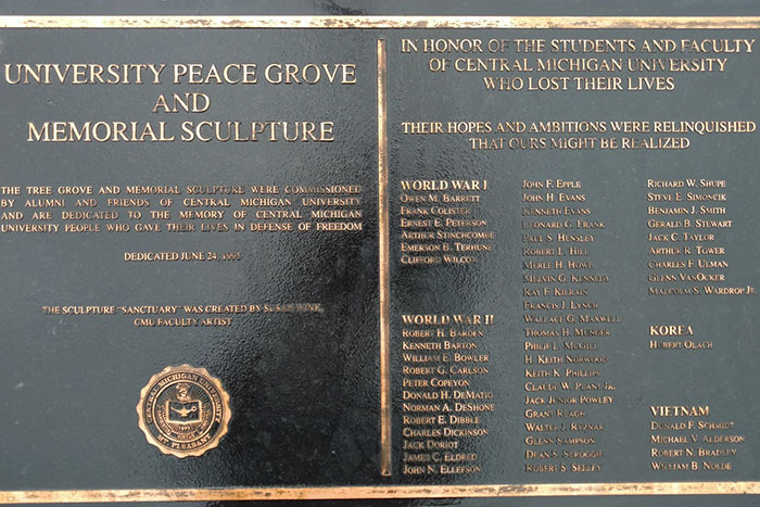 Veterans Peace Grove Plaque
